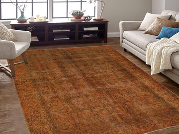 handmade Vintage Orange Brown Hand Knotted RECTANGLE 100% WOOL area rug 8x11